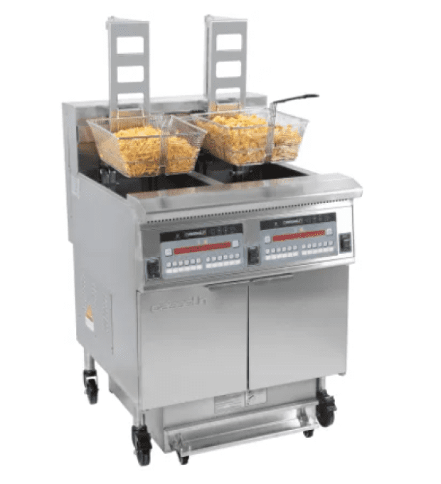 Friteuse électrique avec relevage automatique et filtration 2 x 22 litres 17+17kW CASSELIN CFPRAF222