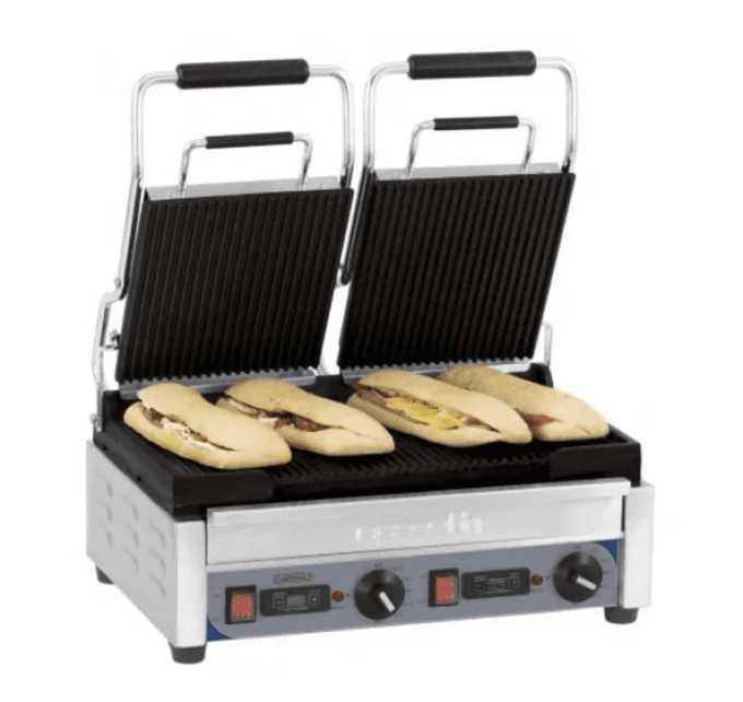 Grill Panini double Premium Rainurée - Rainurée avec minuteur CASSELIN CGP2RRPT   