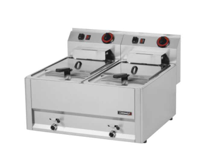 Friteuse électrique avec vanne de vidange 2x8 litres 66 CASSELIN C6FEV8266   