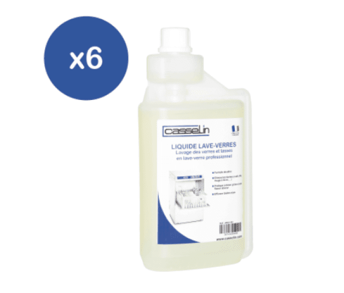 Lot de 6 - Liquide de lavage pour lave-verres 1L CASSELIN CL6LLLV1L