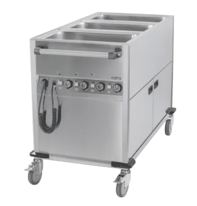  Chariot bain-marie à eau 3xGN 1/1 avec soubassement chauffant vertical CASSELIN CCBM3CV